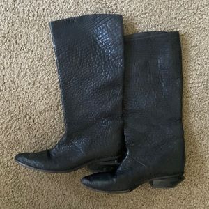 Alexander Wang Textured Leather Knee High Boots Sz 39 Black